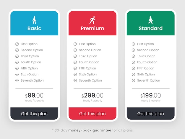 Moderne en schone website prijstabelsjabloon