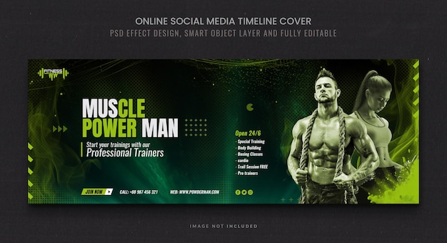 PSD moderne fitness-amp gym facebook cover of tijdlijn banner ontwerp sjabloon