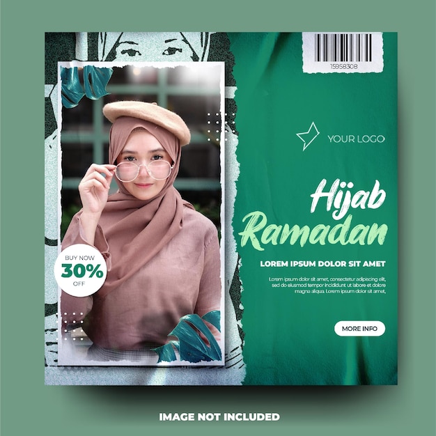 Moderne gescheurde papier ramadan mode verkoop instagram poster banner