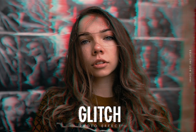 Moderne glitch photoshop foto-effectsjabloon