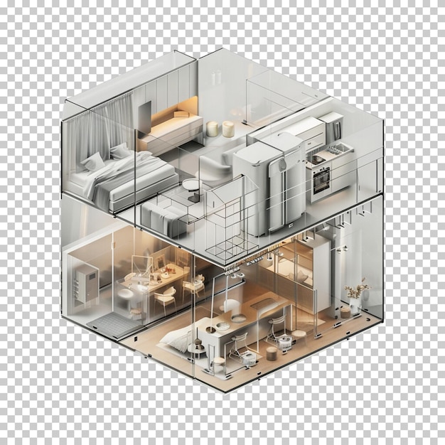 Moderne huis geïsoleerd op doorzichtige achtergrond