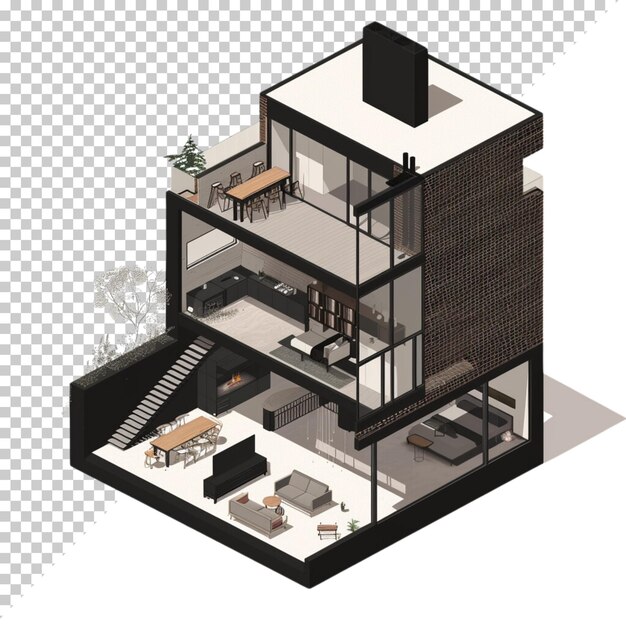 Moderne huis geïsoleerd op doorzichtige achtergrond