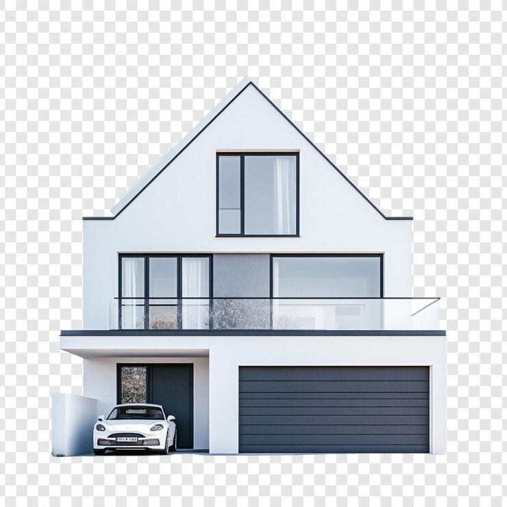 PSD moderne huis met garage en balkon