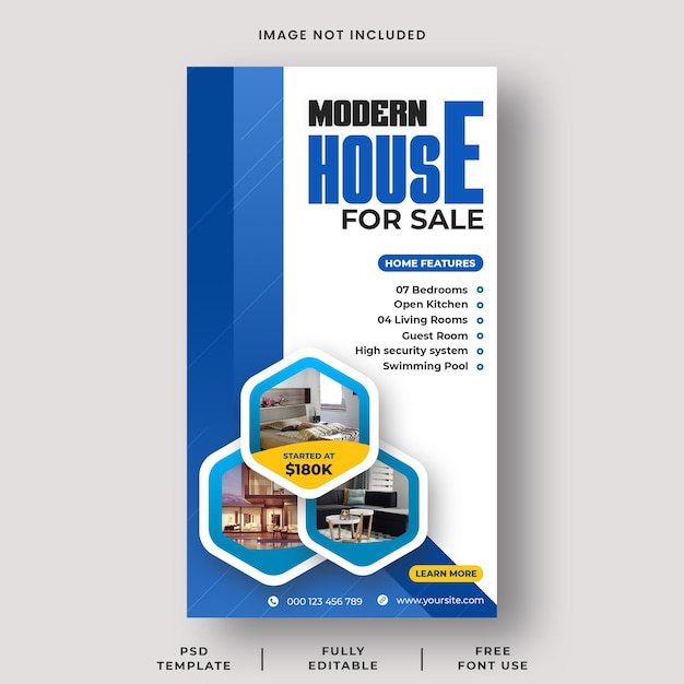 Moderne huis te koop Sociale media Instagram Story Banner sjabloon