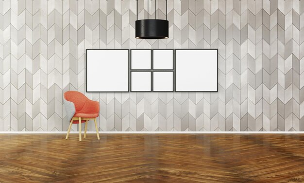 Moderne interieur met enkel poster frame in heldere stuicio