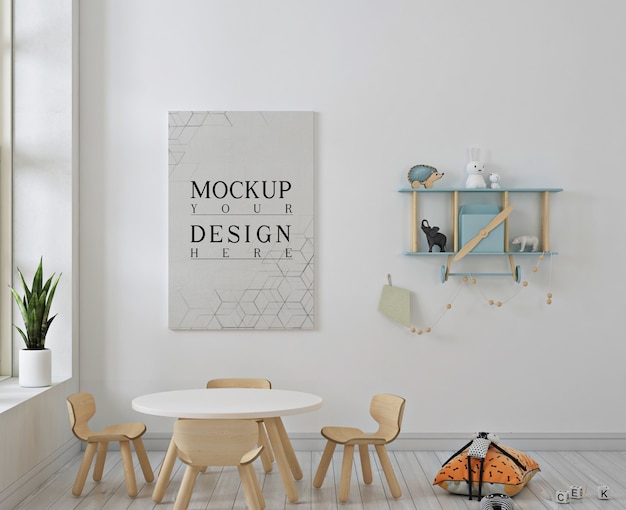 Moderne kindergaten met poster mockup