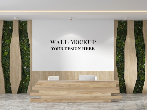 Moderne lobby muur mockup 3D-rendering