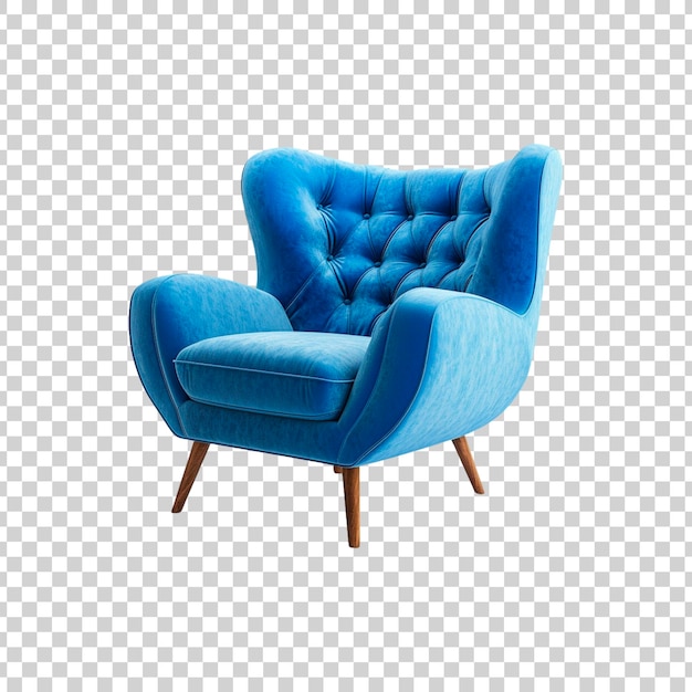 PSD moderne luxe blauwe fauteuil meubels op een doorzichtige achtergrond