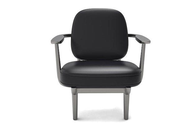 PSD moderne luxe zwarte lederen fauteuil geïsoleerd op witte achtergrondarchitectuurelementen