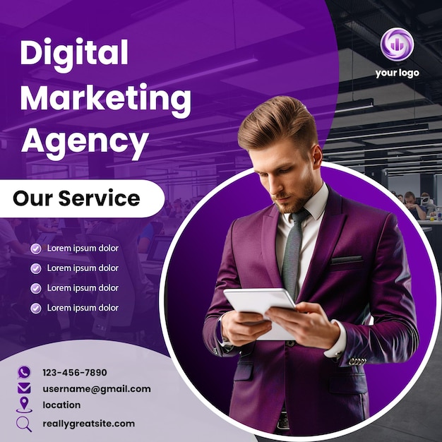 Moderne amp Minimal Digitale Marketing Agentschap Instagram Post