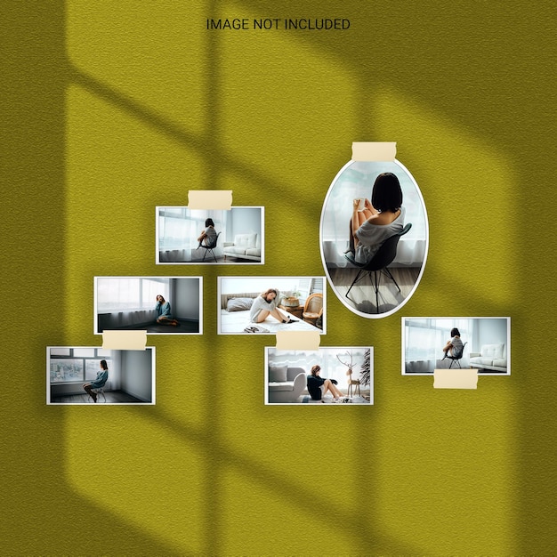 Moderne minimalistische schaduw-overlay fotolijst polaroid mockup premium Psd