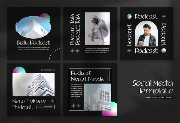 PSD moderne podcast-banner voor sociale media en instagram-postsjabloon