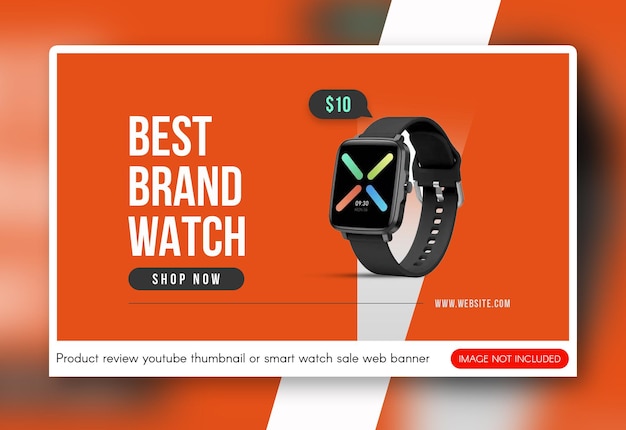 PSD moderne productrecensie youtube thumbnail of smart watch sale webbannersjabloon