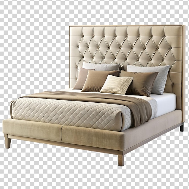 PSD moderne queen size bed geïsoleerd op transparante achtergrond