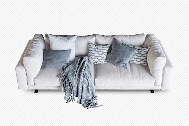 Moderne sofa i 3D-gengivelse, isoleret