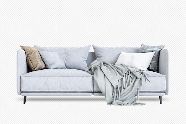 Moderne sofa i 3D-gengivelse, isoleret