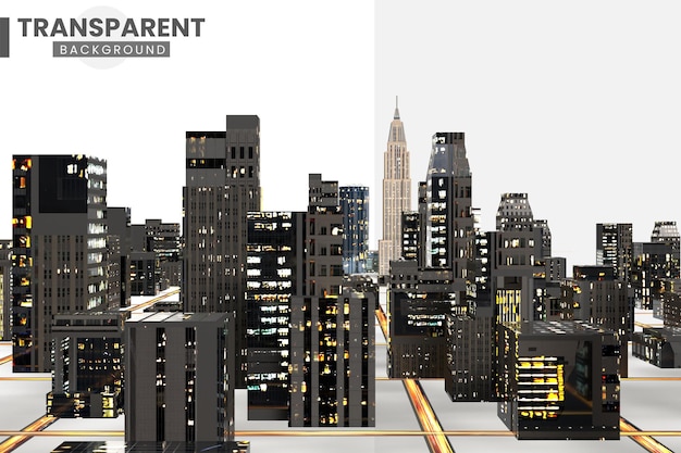Moderne stads skyline met wolkenkrabbers geïsoleerd op een doorzichtige achtergrond