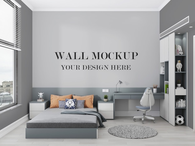 Moderne tiener slaapkamer muur mockup 3d render