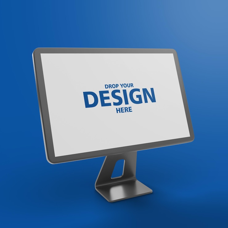 PSD moderne touchscreen display met drop your design here text overlay