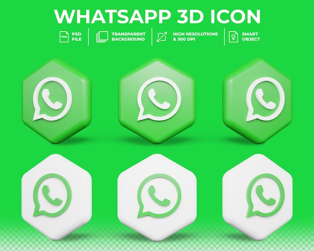 PSD moderne whatsapp sociale media geïsoleerde 3d-pictogram