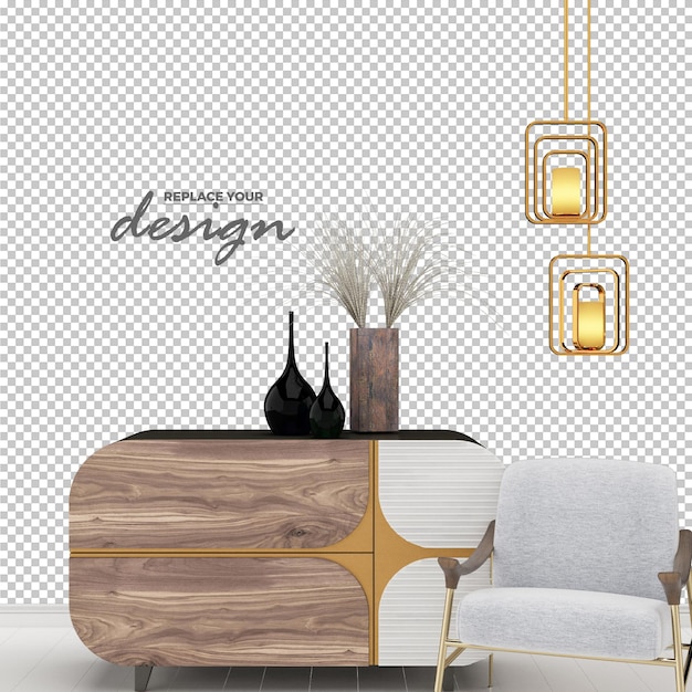 moderne woonkamer en bankdecoratie mockup