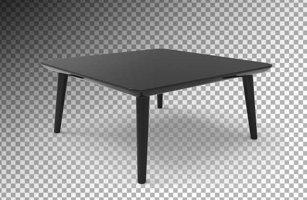 Moderne zwarte ovale salontafel op witte achtergrondweergave Premium PSD