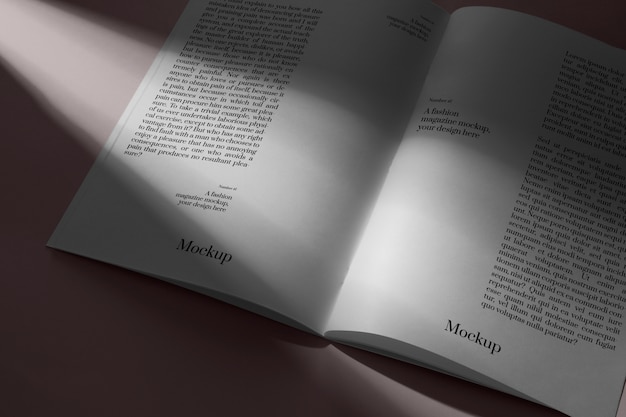 Modetijdschrift mock-up ontwerp met schaduwen