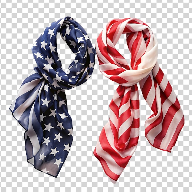 Modieuze sjaal met amerikaanse vlag op doorzichtige achtergrond
