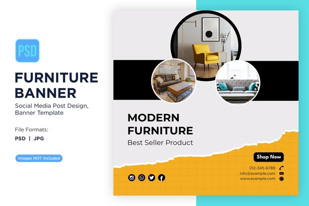 PSD modren furniture sale banner design template