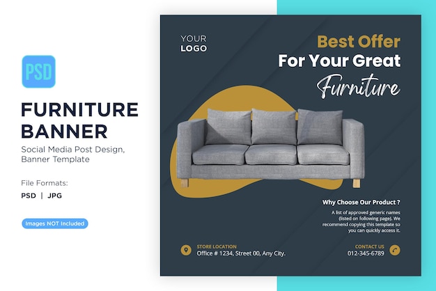 PSD modren furniture sale banner design template