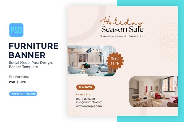 PSD modren furniture sale banner design template