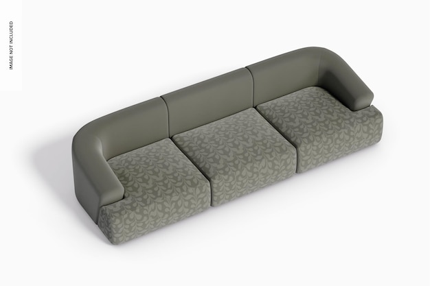 PSD modular fabric sofa mockup, high angle view