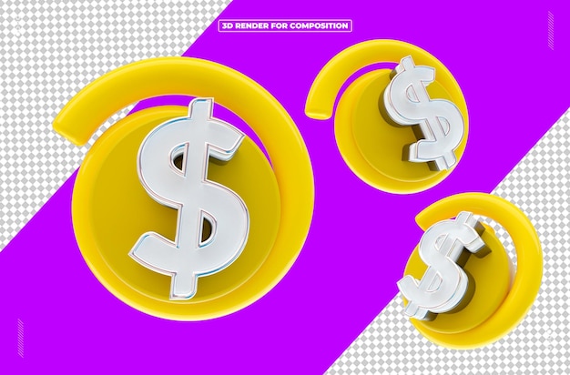 moeda 3d cifrao dinheiro para redes sociais
