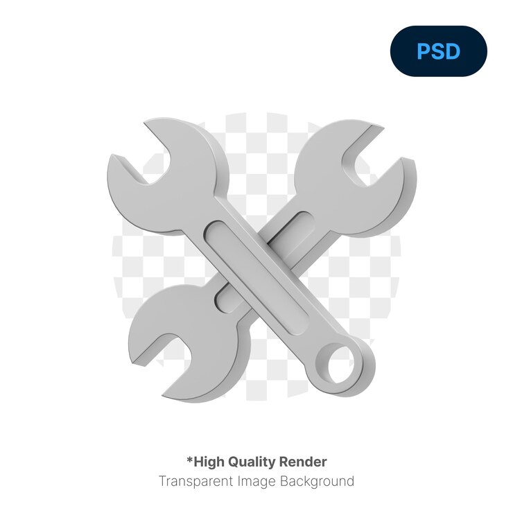 PSD moersleutel 3d-pictogram premium psd