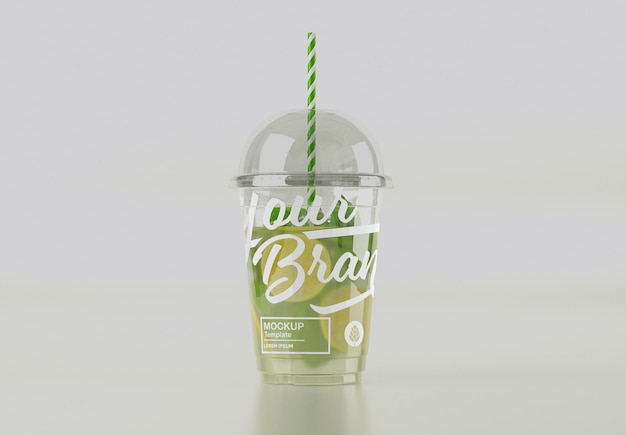 PSD mojito cup with straw mockup