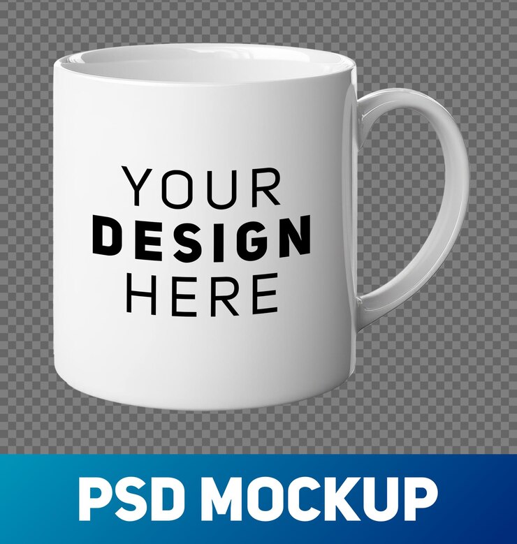 PSD mok voor mockup geïsoleerd op transparante achtergrond