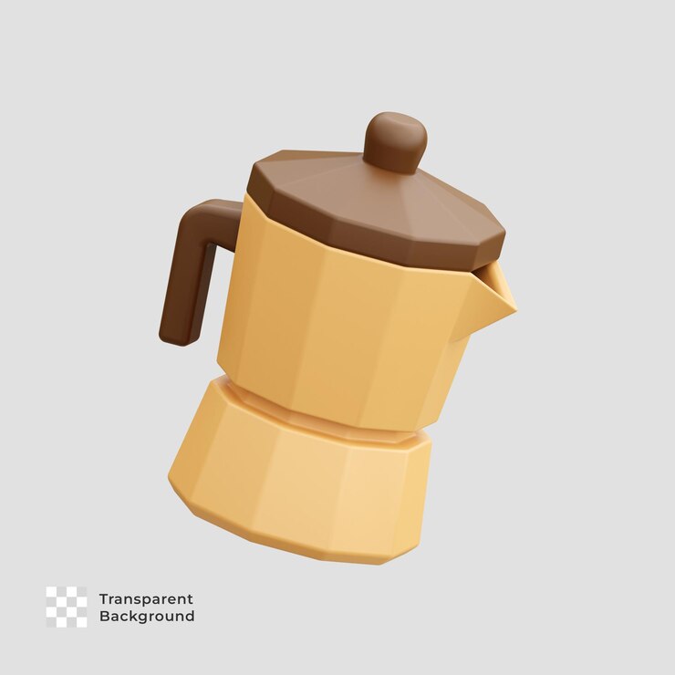 PSD moka pot 3d значок иллюстрации рендеринга