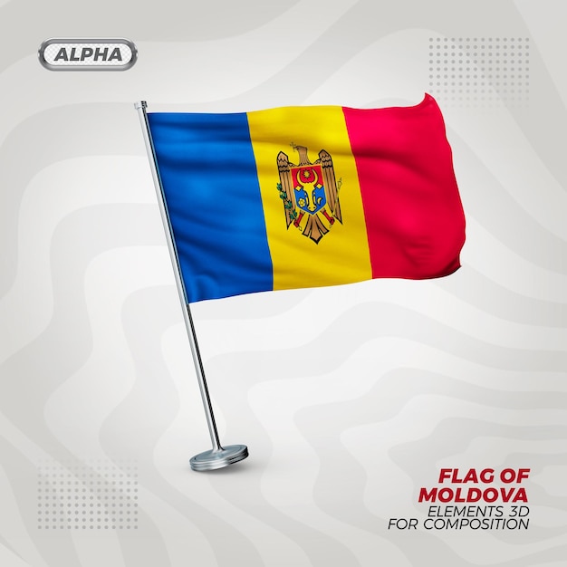 PSD moldavië realistische 3d getextureerde vlag voor samenstelling