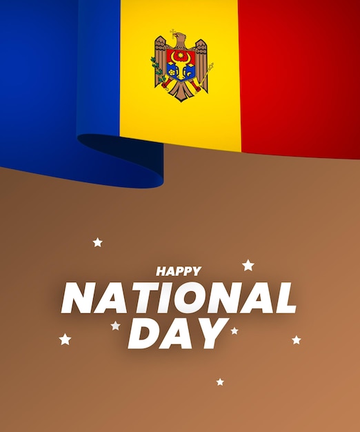 Moldova flag element design national independence day banner ribbon psd