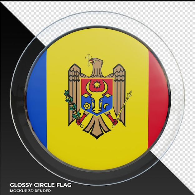 PSD moldova realistic 3d textured glossy circle flag