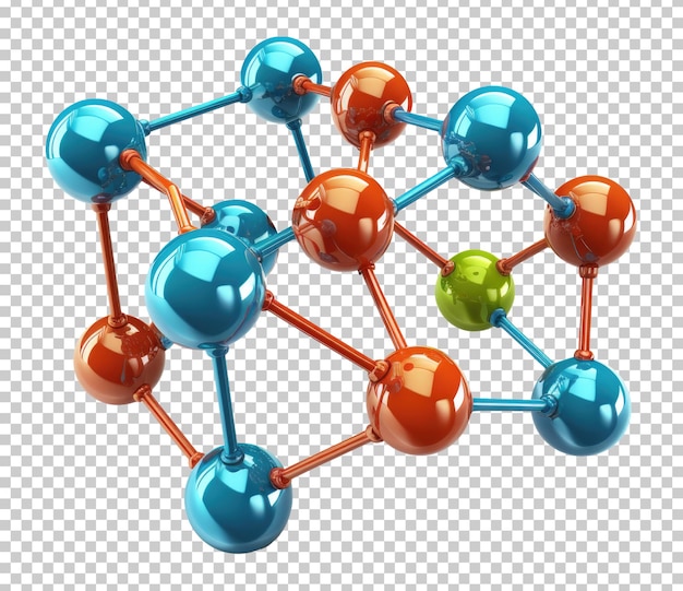 Molecole stile 3d isolate su sfondo trasparente