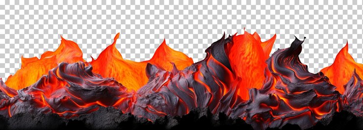 PSD molten hot lava isolated on transparent background png psd