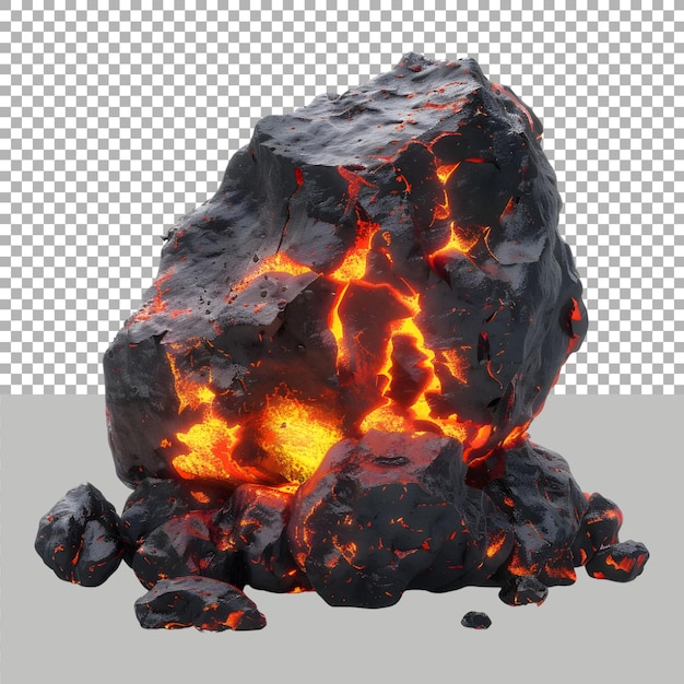PSD molten lava on transparent background ai generated