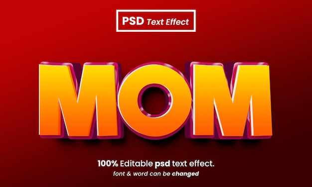 Effetto testo psd premium modificabile mamma 3d