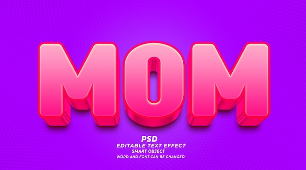 Mom 3d editable text effect photoshop template with background