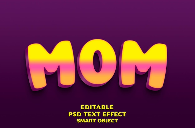 Mom 3d text effect design