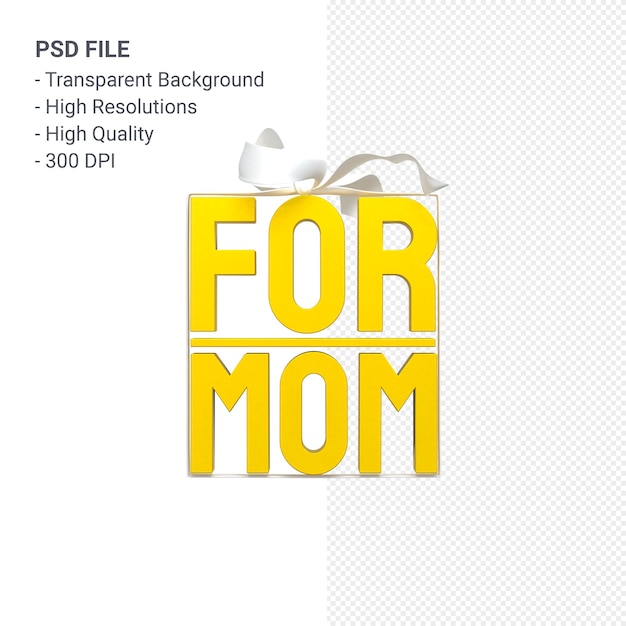 For mom with bow and ribbon 3d rendering isolated