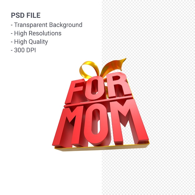 For mom with bow and ribbon 3d rendering isolated