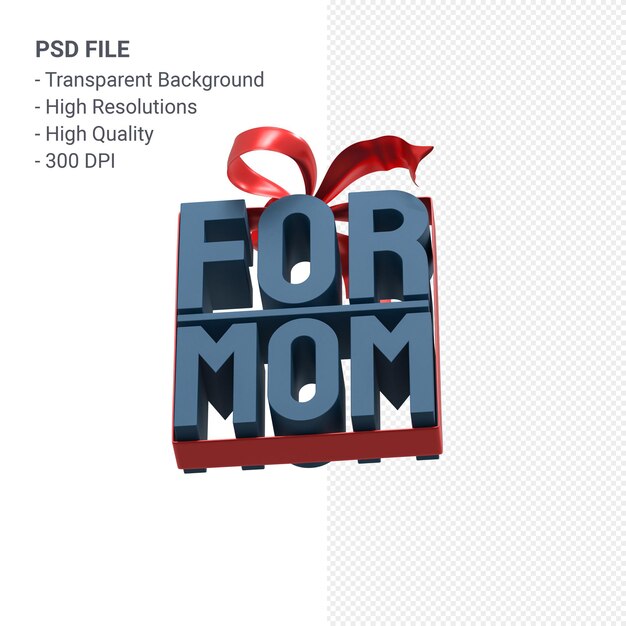 PSD for mom with bow and ribbon 3d rendering isolated