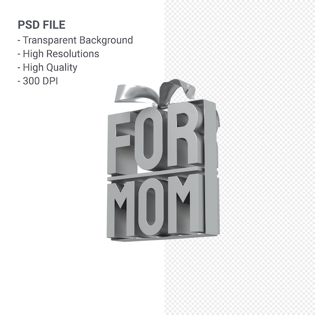 For mom with bow and ribbon 3D rendering isolated